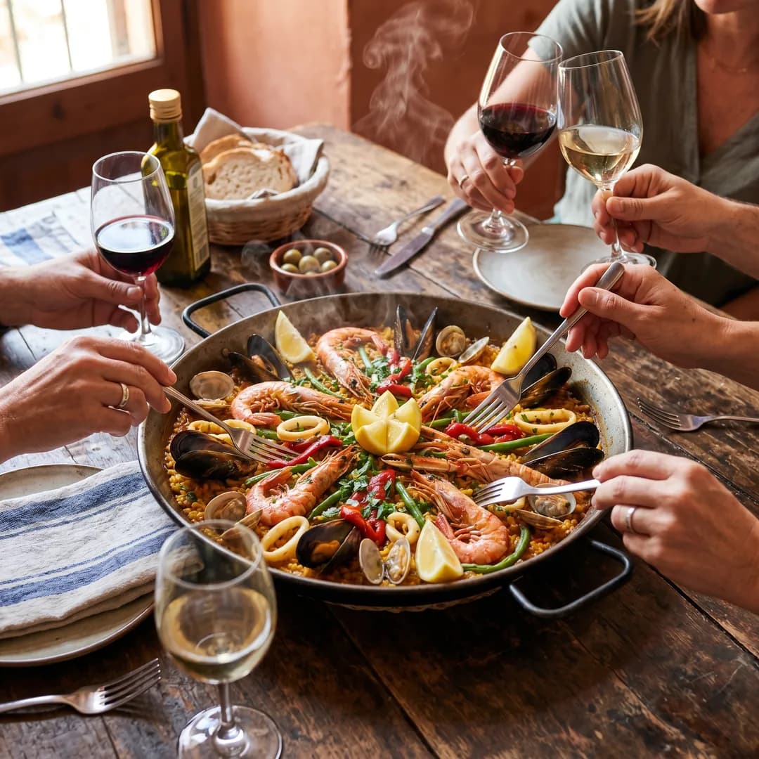 Freshly made paella — social media content