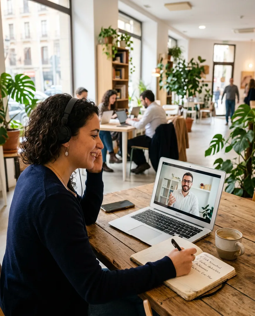 Freelancer on a video call with an advisor — Cifra Asesores, Zaragoza