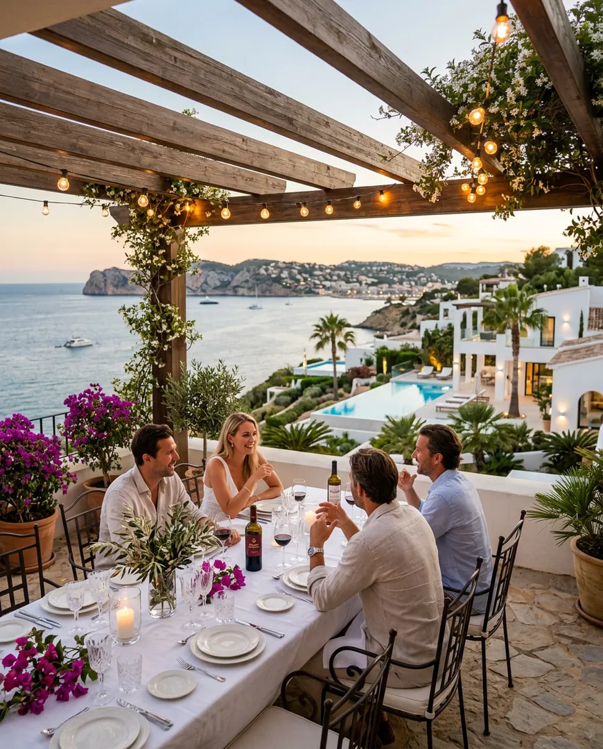 Outdoor dining terrace with a pergola — Costa Serena Homes, Costa Blanca