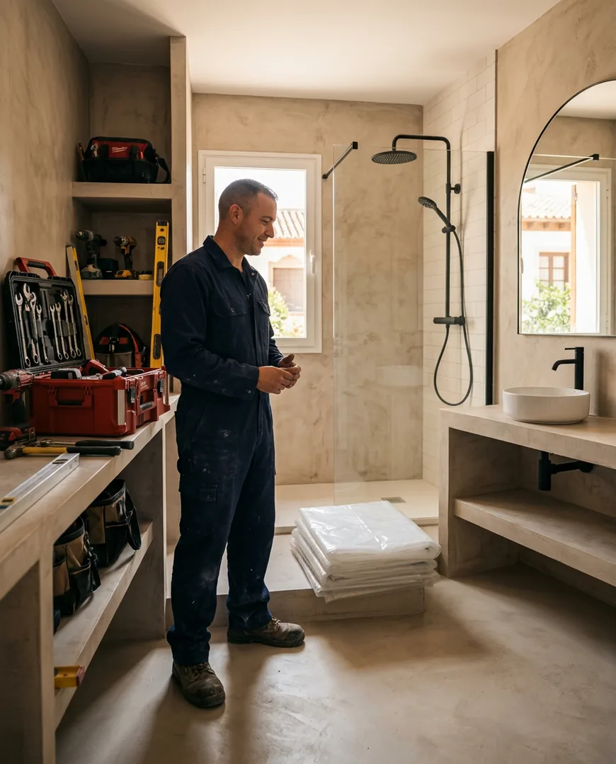 Tidy renovation site at the end of the day: tools packed — Lozano Reformas, Murcia