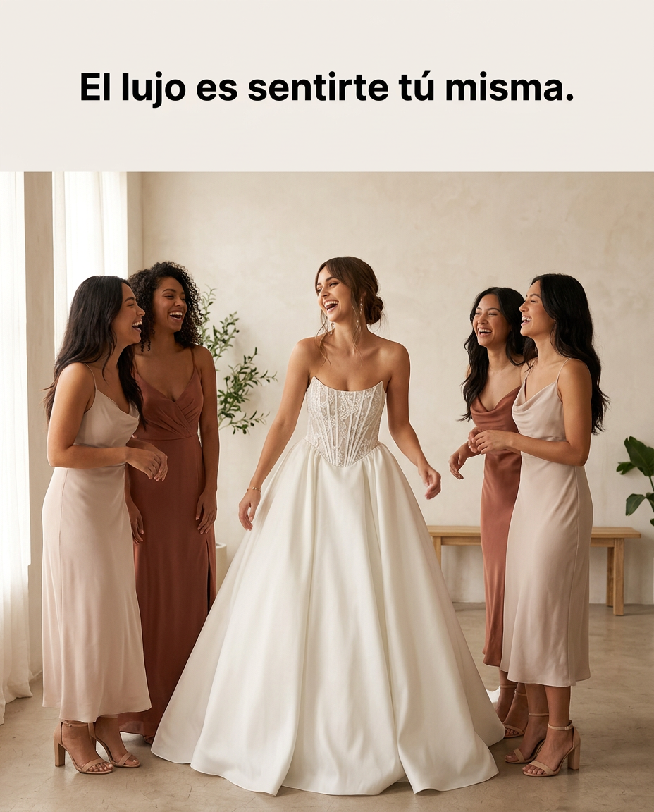 Novia riendo con sus damas de honor